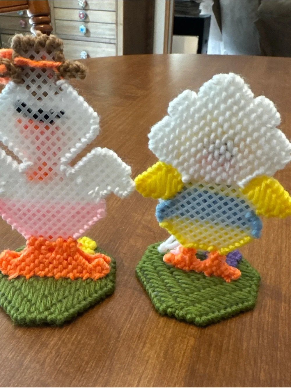 Handcrafted White and Yellow Spring Duck Duo Holiday Decor